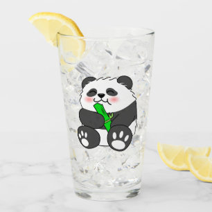 Ein Niedliches Baby Panda, das Bamboo Stalk isst Glas