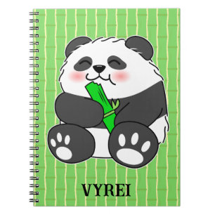 Ein Niedliches Baby Panda, das Bamboo Stalk isst Notizblock