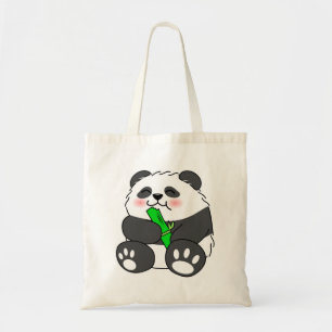 Ein Niedliches Baby Panda, das Bamboo Stalk isst Tragetasche