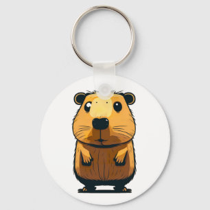 Ein Niedliches Capybara stehend nach oben und nach Schlüsselanhänger