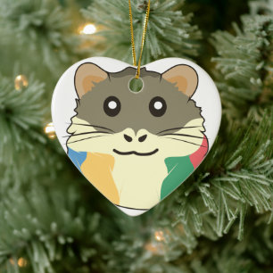 Ein Niedliches Cartoon Tier mit mehrfarbigem Scarf Keramik Ornament