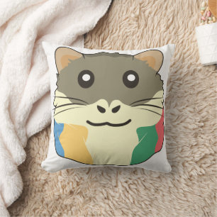 Ein Niedliches Cartoon Tier mit mehrfarbigem Scarf Kissen