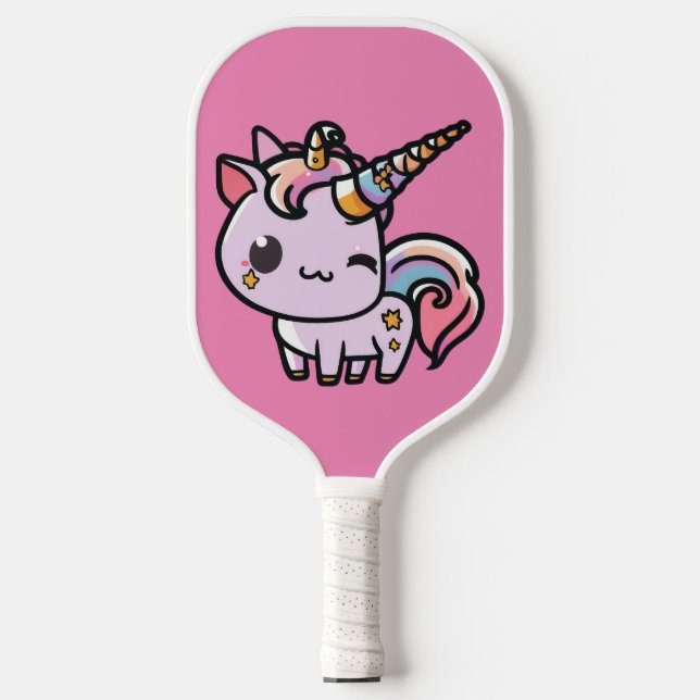 Ein niedliches Kawaii-Einhorn Pickleball Schläger (Vorderseite)