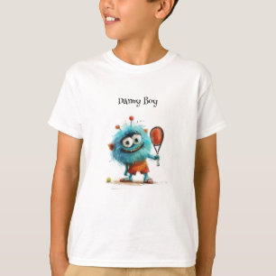 Ein niedliches Monster beim Tennisspielen T-Shirt