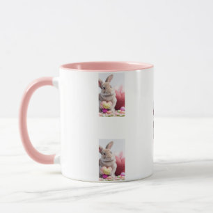 Ein Niedliches Ostersonniges rosa Herz mit Korb & Tasse