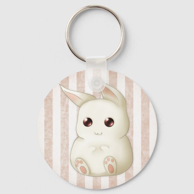 Ein Niedliches Puffy Kawaii Bunny Rabbit Schlüsselanhänger (Vorderseite)