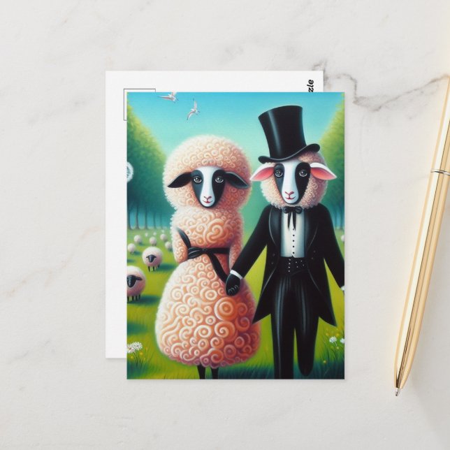 Ein Niedliches Schafspuppel Postkarte (Vorderseite/Rückseite Beispiel)
