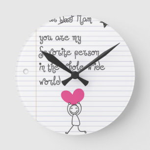 Ein niedliches und schrulliges Gekritzel für Mama Runde Wanduhr