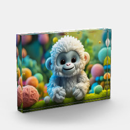 Ein niedliches Yeti aus Garn Fotoblock