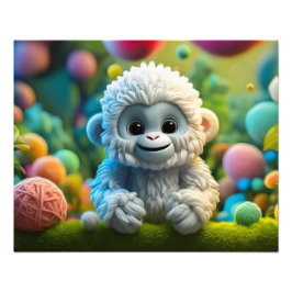 Ein niedliches Yeti aus Garn Fotodruck