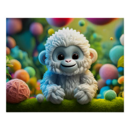 Ein niedliches Yeti aus Garn Poster
