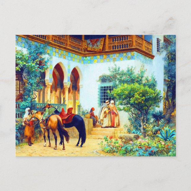 Ein nordafrikanischer Gerichtshof von Frederick Ar Postkarte (Vorderseite)