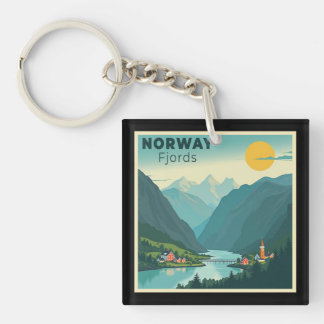 Ein nostalgisches Classic Travel Poster - Norwegen Schlüsselanhänger