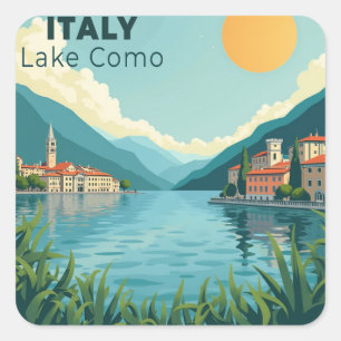 Ein nostalgisches klassisches Reiseplakat – Italie Quadratischer Aufkleber