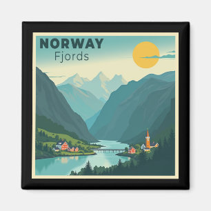 Ein nostalgisches klassisches Reiseplakat – Norweg Magnet