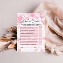 Ein oder unter Spiel, Valentines Baby Shower Game