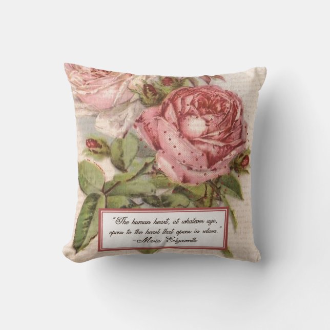 Ein offenes Herz haben: Viktorianischer rosa Kissen (Vorderseite)