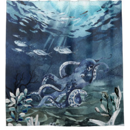 Ein Oktopus in der Tiefsee Duschvorhang