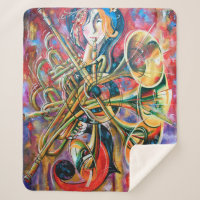 Ein Ölgemälde auf der Leinwand. Musik, das Mädchen