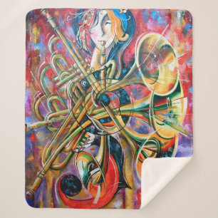 Ein Ölgemälde auf der Leinwand. Musik, das Mädchen Sherpadecke