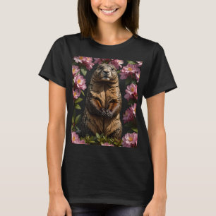 Ein olympisches Murmeltier umgeben von Rhododendro T-Shirt