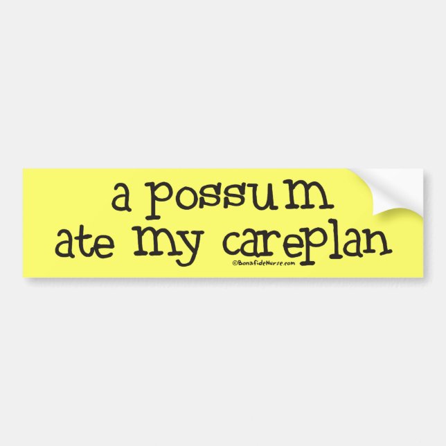 Ein Opossum aß mein Careplan Autoaufkleber (Vorne)