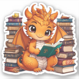 Ein Orange Dragon Reading Sticker