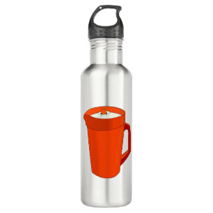 Ein orangefarbener Plastikplaner Edelstahlflasche