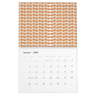 ein orangefarbenes und weißes Muster auf weißem Hi Kalender