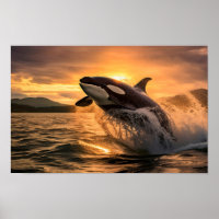 Ein Orca, der vom Ozean abspringt - KI generiert