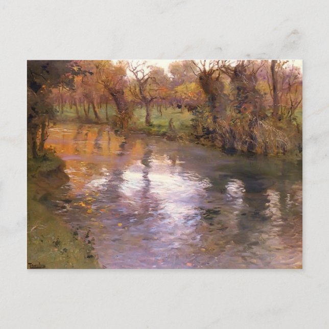 Ein Orchard am Ufer des Flusses von Frits Thaulow Postkarte (Vorderseite)