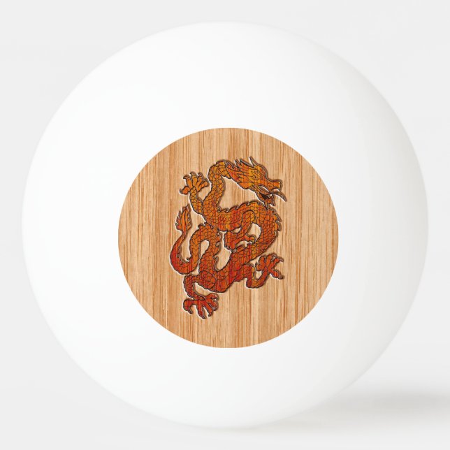 Ein orientalischer Drache in Bamboo Tischtennisball (Rückseite)