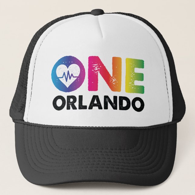 Ein Orlando ein Impuls-Regenbogen-Herz Truckerkappe (Vorderseite)