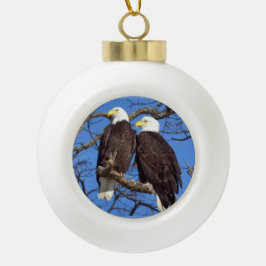 Ein Paar Bald-Adler Keramik Kugel-Ornament