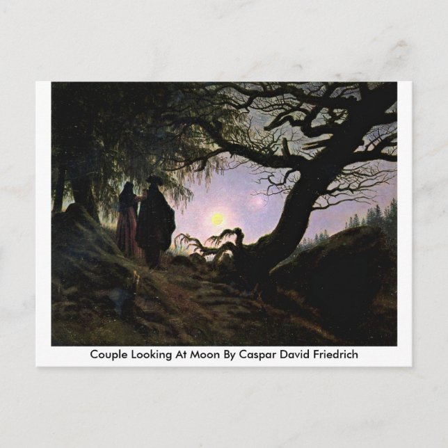 Ein paar Blick auf den Mond von Caspar David Fried Postkarte (Vorderseite)