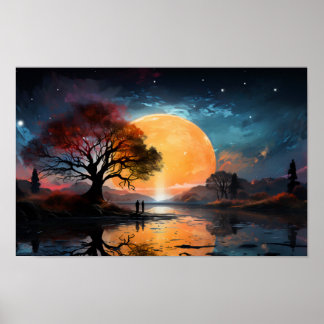 Ein paar Blick auf die Sonne am See Poster