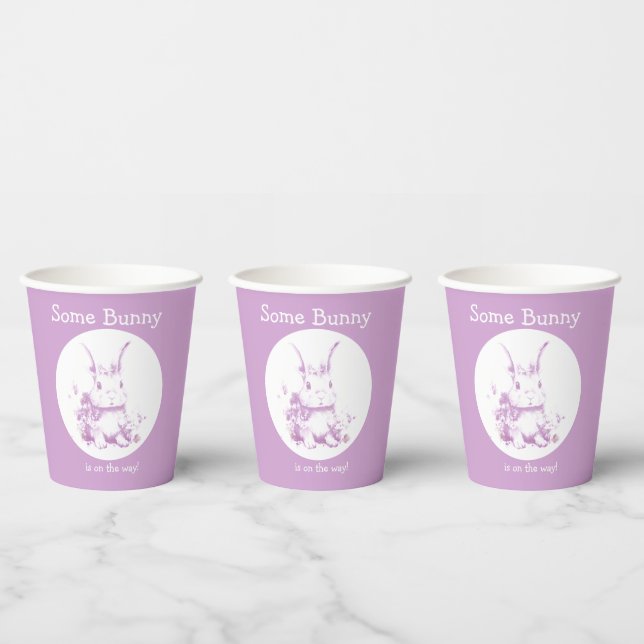Ein paar Bunny kommt mit Baby Dusche Pappbecher (Multi)
