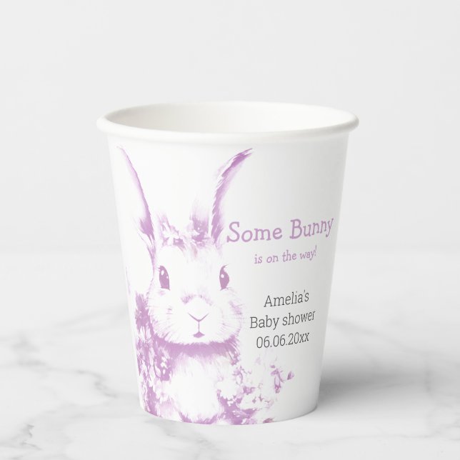 Ein paar Bunny kommt mit Baby Dusche Pappbecher (Vorderseite)