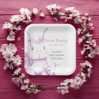 Ein paar Bunny kommt mit Baby Dusche Pappteller
