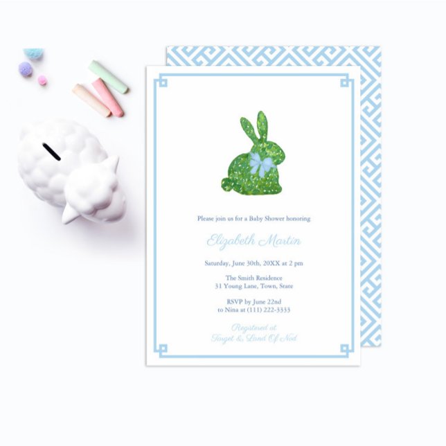 Ein paar Bunny Preppy Spring Little Boy Baby Dusch Einladung (Von Creator hochgeladen)