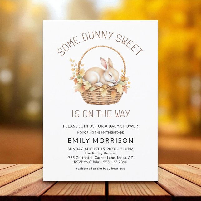 Ein paar Bunny Sweet Gender Neutral Fall Baby Dusc Einladung (Von Creator hochgeladen)
