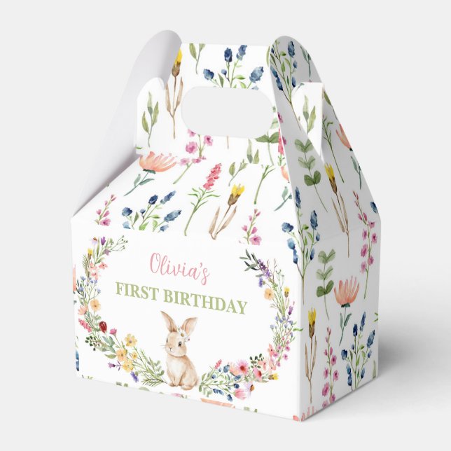 Ein paar Bunny Wildblume Girl Birthday Geschenkschachtel (Vorderseite)