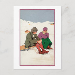 Ein Paar, das eine Ice-Skaten-Break macht Postkarte