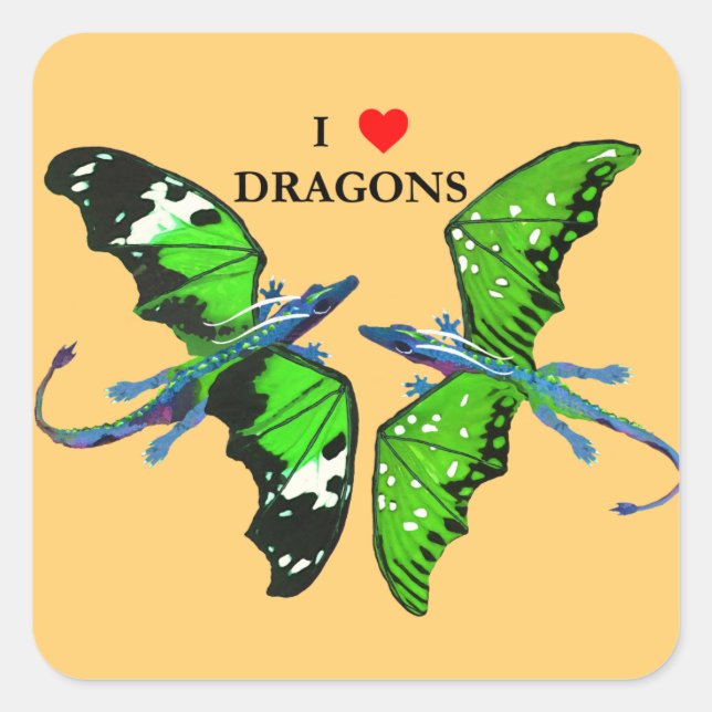 Ein Paar Drachen Quadratischer Aufkleber (Vorderseite)