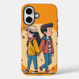 Ein paar Händchen, die im Herbst zusammenlaufen iPhone 16 Hülle