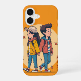 Ein paar Händchen, die im Herbst zusammenlaufen iPhone 16 Hülle