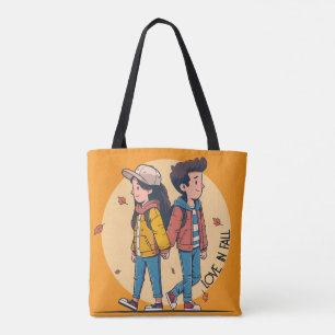 Ein paar Händchen, die im Herbst zusammenlaufen Tasche