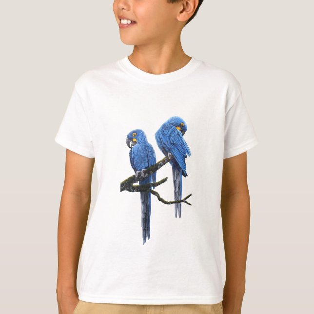 Ein Paar helle blaue HyazintheMacaws T-Shirt (Vorderseite)