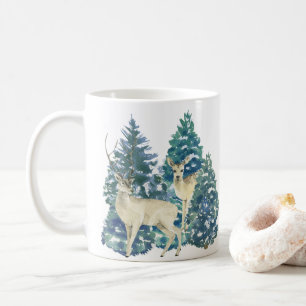 Ein Paar Hirsche im Winterwald Kaffeetasse