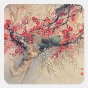 Ein Paar im Frühling Quadratischer Aufkleber